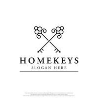 Retro luxury home or hotel or real estate key template logo with creative idea. vector