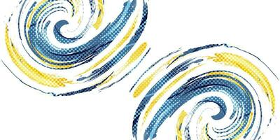 resumen azul y amarillo cepillo antecedentes con trama de semitonos efecto. deporte bandera. cepillo carrera ilustración. rasguño y textura elementos para diseño vector