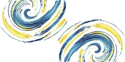 Abstract Blue and Yellow Brush Background with Halftone Effect. Sport Banner. Brush Stroke Illustration. Scratch and Texture Elements For Design vector