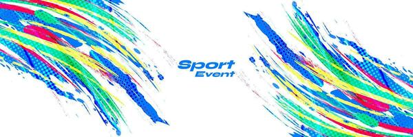 Abstract and Colorful Brush Background with Halftone Effect. Sport Banner. Brush Stroke Illustration. Scratch and Texture Elements For Design vector