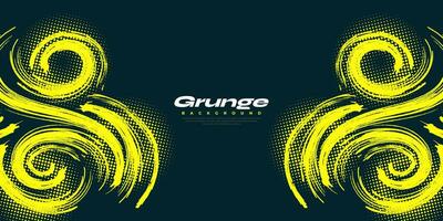 Abstract Grunge Background with Yellow Brushstroke Illustration and Halftone Effect. Sport Banner. Scratch and Texture Elements For Design vector
