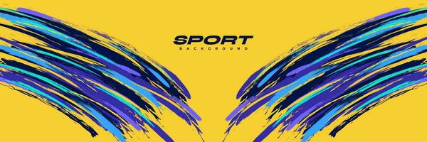 Sport Grunge Banner with Colorful Brushstroke Illustration and Halftone Effect. Scratch and Texture Elements For Design vector