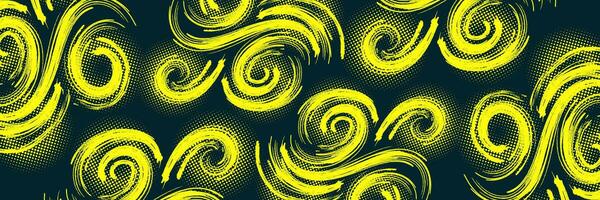 resumen grunge antecedentes con amarillo pincelada ilustración y trama de semitonos efecto. deporte bandera. rasguño y textura elementos para diseño vector