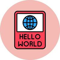 Hola mundo vector icono