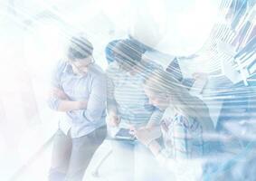 group of Business People Working With Tablet in startup office photo