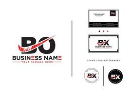 Initial Bo Brush Letter Logo, Minimalist BO Vector Logo With Business Card Design