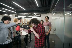 multiethnics business team boxing at office photo