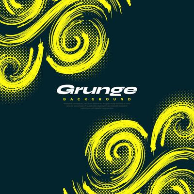 Abstract Grunge Background with Yellow Brushstroke Illustration and Halftone Effect. Sport Banner. Scratch and Texture Elements For Design