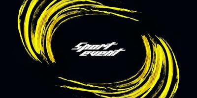 Black and Yellow Brush Background with Halftone Effect Isolated on Black Background. Sport Background with Grunge Style. Scratch and Texture Elements For Design vector