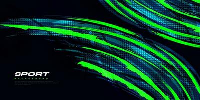 verde y azul cepillo ilustración con trama de semitonos efecto aislado en negro antecedentes. deporte antecedentes con grunge estilo. rasguño y textura elementos para diseño vector