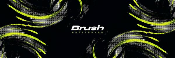 Gray and Yellow Brush Background with Halftone Effect Isolated on Black Background. Sport Background with Grunge Style. Scratch and Texture Elements For Design vector