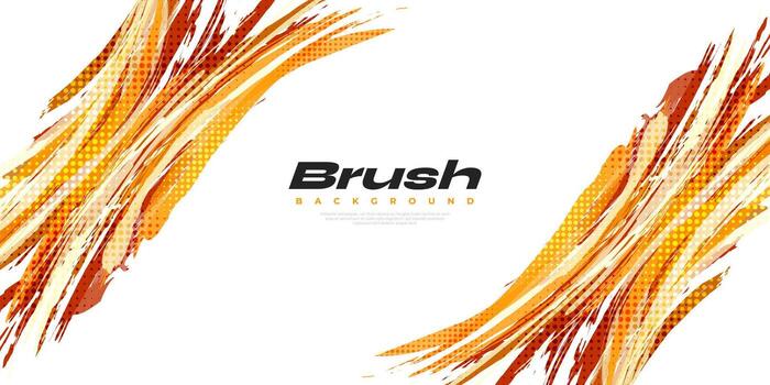 Gold Brush Illustration with Halftone Effect Isolated on White Background. Sport Background. Scratch and Texture Elements For Design vector