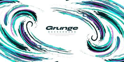 Abstract and Colorful Grunge Brush Background with Halftone Effect. Brush Stroke Illustration for Banner, Poster, or Sports Background. Scratch and Texture Elements For Design vector