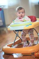 baby learning to walk in walker photo