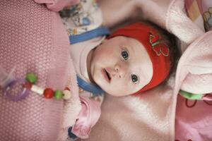 happy newborn little baby smilling photo