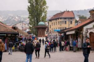 bascarsija cuadrado en antiguo pueblo Sarajevo foto