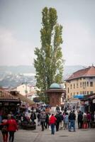 bascarsija cuadrado en antiguo pueblo Sarajevo foto