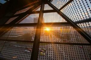 sunset through a glass roof photo