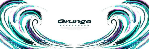 Abstract and Colorful Grunge Brush Background with Halftone Effect. Brush Stroke Illustration for Banner, Poster, or Sports Background. Scratch and Texture Elements For Design vector