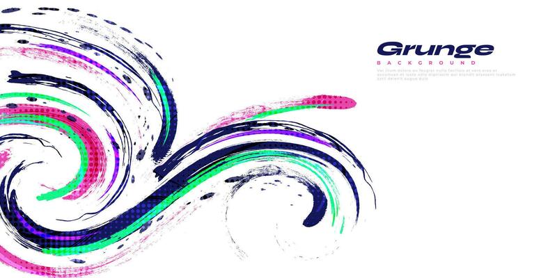 Abstract and Colorful Grunge Brush Background with Halftone Effect. Brush Stroke Illustration for Banner, Poster, or Sports Background. Scratch and Texture Elements For Design