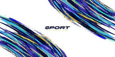 Sport Grunge Banner with Colorful Brushstroke Illustration and Halftone Effect. Scratch and Texture Elements For Design vector