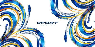 Sport Grunge Banner with Colorful Brushstroke Illustration and Halftone Effect. Scratch and Texture Elements For Design vector