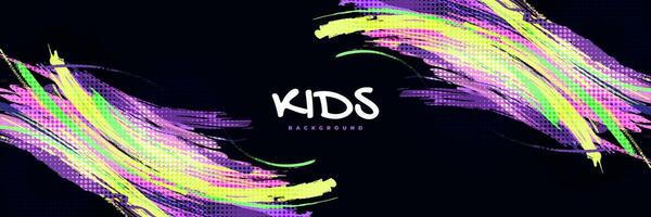 Kids Background with Colorful Brushstrokes Illustration. Sport Banner. Scratch and Texture Elements For Design vector