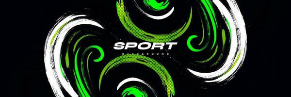 Sport Grunge Banner with Colorful Brushstroke Illustration and Halftone Effect. Scratch and Texture Elements For Design vector