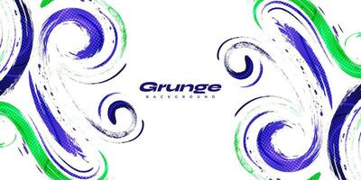 Blue and Green Brush Background with Halftone Effect Isolated on White Background. Sport Background with Grunge Style. Scratch and Texture Elements For Design vector