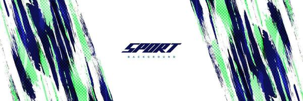 Blue and Green Brush Background with Halftone Effect Isolated on White Background. Sport Background with Grunge Style. Scratch and Texture Elements For Design vector