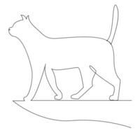 Continuous one line cat  outline vector art hand drawing