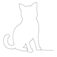 Continuous one line cat  outline vector art hand drawing