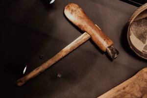 Old traditional Macedonian kitchen items on display in the museum photo