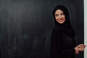 Portrait of young Muslim woman making dua photo