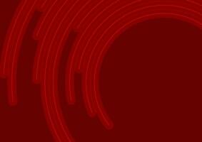 Bright red minimal round lines abstract futuristic tech background vector