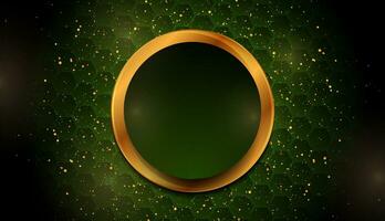 Green and golden shiny sparkling background with small dots and hexagons vector