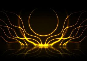 Orange neon wavy pattern abstract technology background vector