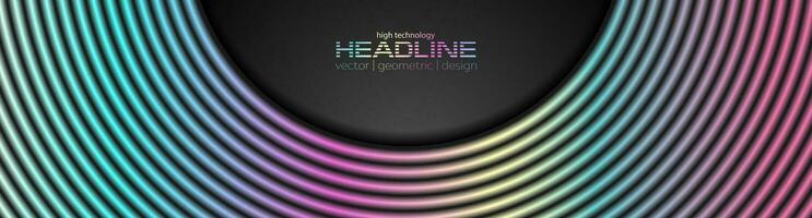 Holographic smooth round lines geometric abstract tech banner vector