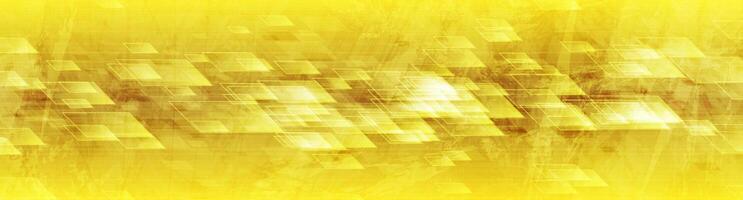 Golden yellow grunge tech geometric abstract background vector