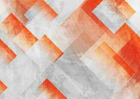 Orange and grey grunge squares abstract background vector