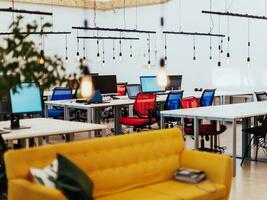 Interior of modern empty office building. Open ceiling design. photo