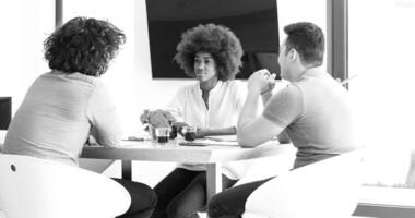 Multiethnic startup business team on meeting photo