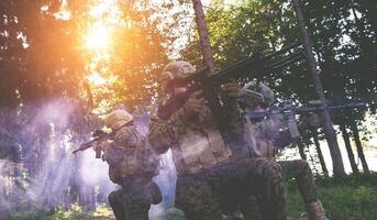 Soldier fighters standing together photo