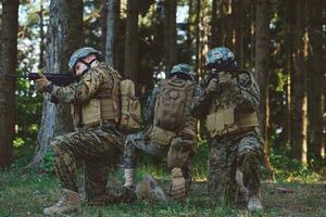 Soldier fighters standing together photo