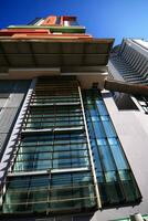 modern building at sunny day and clear blue sky photo