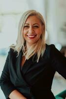 Portrait of a senior businesswoman in a modern corporation. Selective focus photo