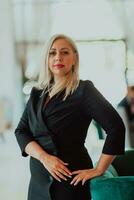 Portrait of a senior businesswoman in a modern corporation. Selective focus photo