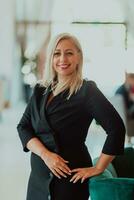 Portrait of a senior businesswoman in a modern corporation. Selective focus photo