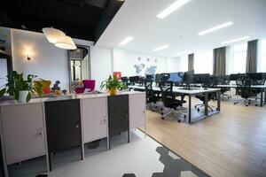 Empty Interior Of Modern Design Open Plan Start up Office. Selective focus photo