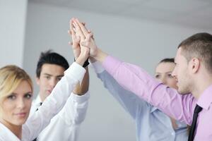 business people group joining hands photo